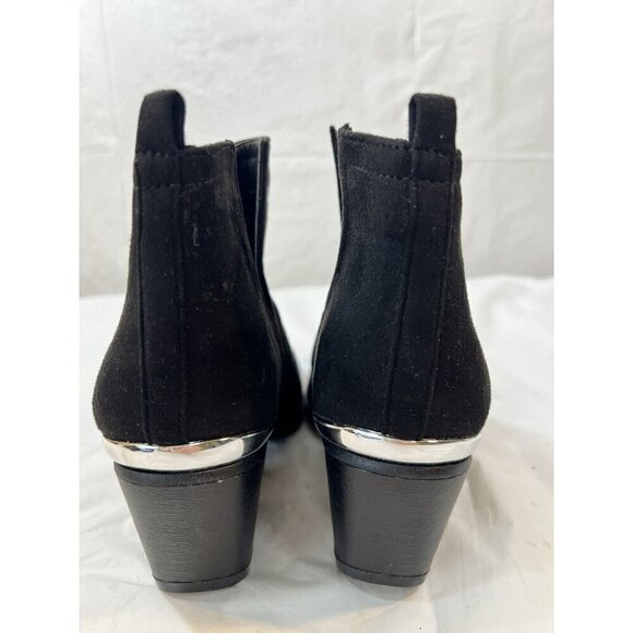 JOURNEE COLLECTION Black Issla Almond Toe Block Heel Slip On Booties Size 6.5 - Picture 6 of 16